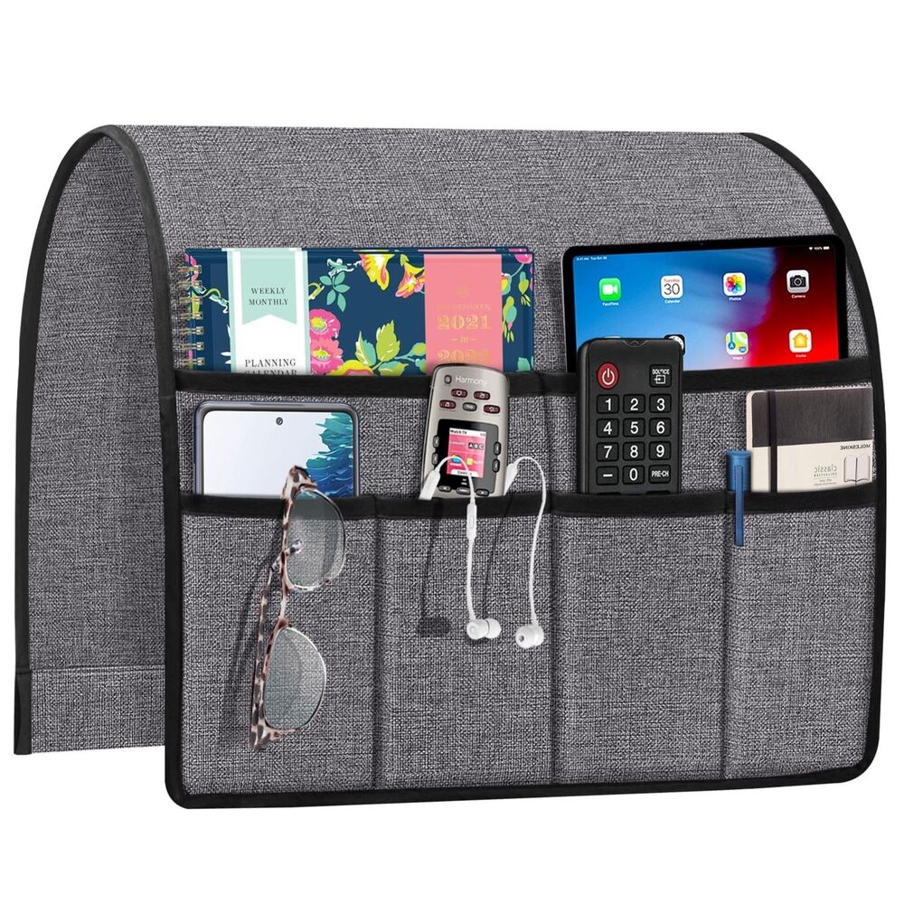 Joywell Armrest Organizer Couch Caddy Remote Holder 6 Pocket Grey Sofa